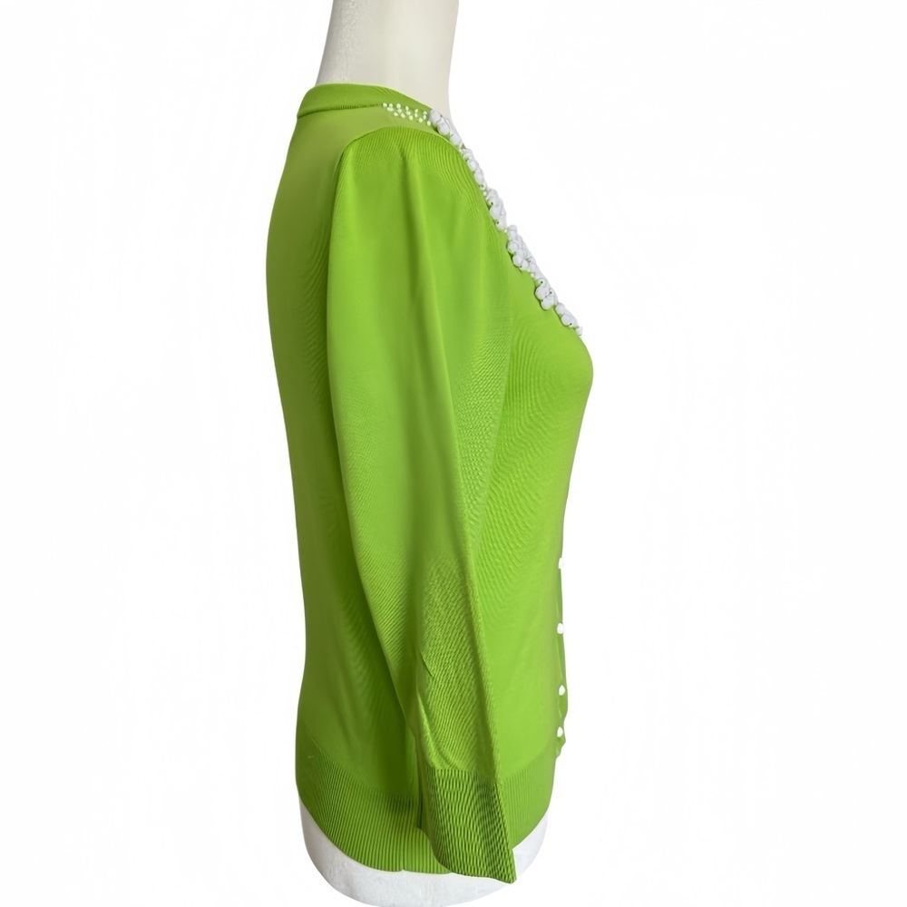 🌼 Kate Spade Green Floral Beaded Garden Cardigan Embellished Sweater – Size M - Picture 2 of 11